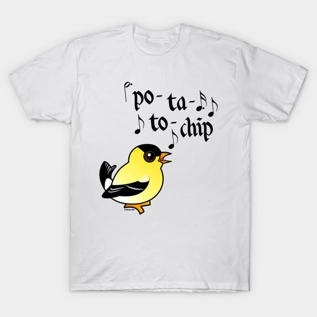 Funny American Goldfinch Says Potato Chip T-Shirt by birdorable